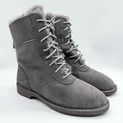 Botas de combate UGG Daney con cordones piel de oveja gamuza caña alta gris talla 8,5 Foto 1 de 4
