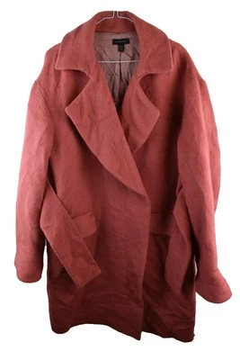 Topshop Womans Pink Long Belted OVercoat Jacket Poly Size XS Outdoor Long Mac - Image 1 of 4