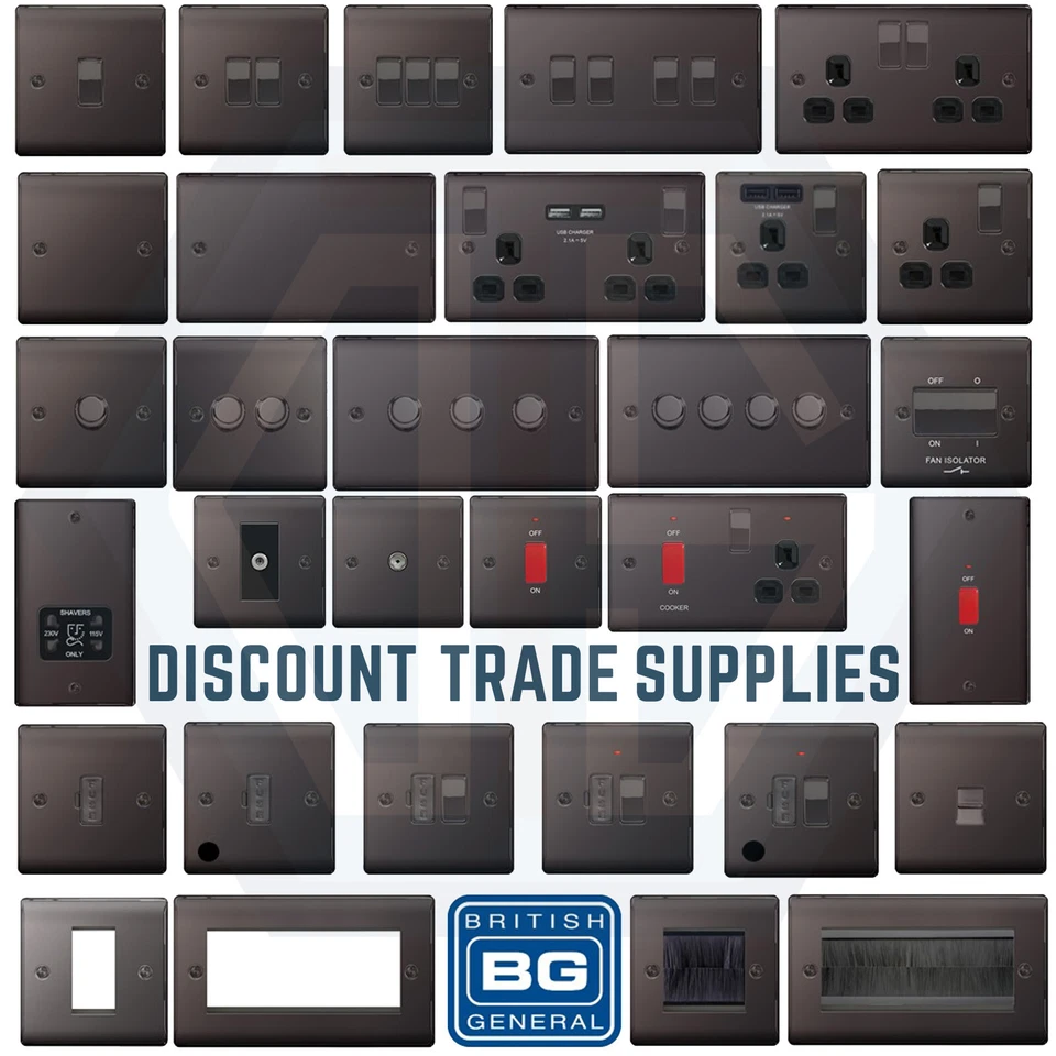 BG Nexus Metal Black Nickel Switches & Sockets Full Range Free P&P - Image 1 of 1