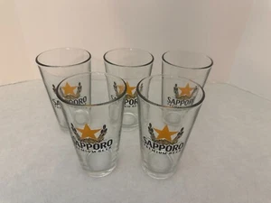 Set of (5) - Sapporo Premium Beer - Pint Glasses - Picture 1 of 6