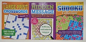 3 Kappa Hidden Message Word-Finds,Large Print Crosswords & Sudoku Puzzle Books - Picture 1 of 6