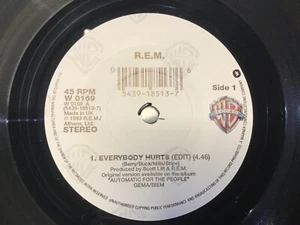 R.E.M. EVERYBODY HURTS ( EDIT ) / POP SONG 89  . 1993 .  MINT VINYL  unused - Picture 1 of 4