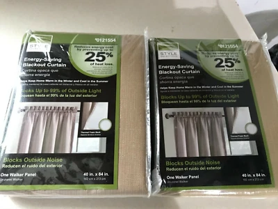 NUEVO PAQUETE DE 2 CORTINAS OPACAS AHORRO DE ENERGÍA CAFÉ SELECCIONES ESTILO 40”x84” TAN  Foto 1 de 2
