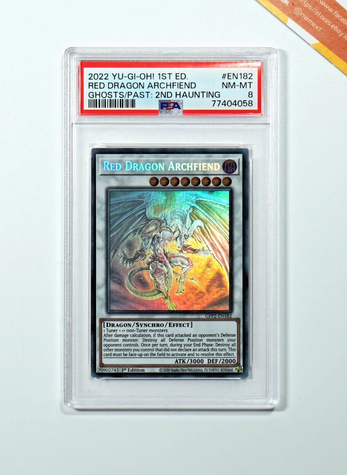 Yu-Gi-Oh! PSA 8 Red Dragon Archfiend Ghost GFP2-EN182 First Edition 2022 English - Immagine 1 di 4