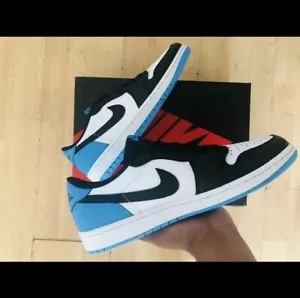 UK 10- Jordan 1 Retro Low OG UNC / Black Dark Powder Blue - Picture 1 of 5