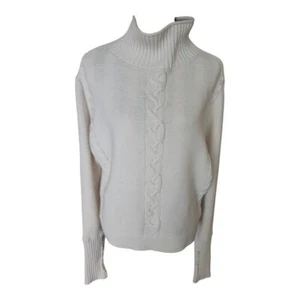 Gap Women’s Large Cream Cable Knit Mock Turtleneck Sweater 100% Cotton Cozy Warm - Picture 1 of 8