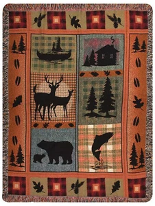 WILDERNESS RETREAT TAPESTRY THROW BLANKET - 50" x 60" - Picture 1 of 1