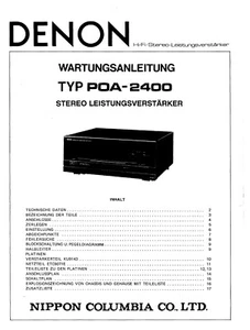 Manual de servicio instrucciones para Denon POA-2400 - Imagen 1 de 1