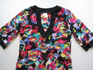 Anne Cole HIBISCUS Floral Beach Dress Swim Suit Cover Up Tunic S/M - Picture 1 of 4