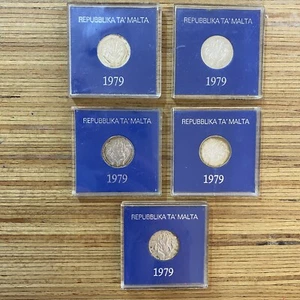 1979 Malta 1 Lira COMMEMORATIVE Lot of 5 COINs Silver 0.925 BU Uncirculated - Picture 1 of 4