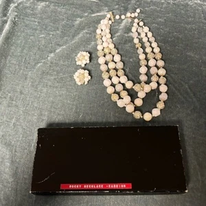 VTG White Silver Necklace Earrings Set - Picture 1 of 5