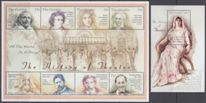 GAMBIA Sc# 2390-1 HOJA de 8 y S/S DE FAMOSOS DRAMATURGOS y ACTORES - Imagen 1 de 1