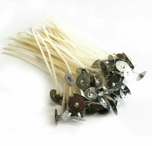50 PZ STOPPINI CANDELA PRE CERATI ALTA QUALITÀ CON SUPPORTO STOPPINO SENZA FUMO 15CM - Foto 1 di 9