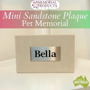 Mini Stainless Steel on Sandstone Pet Memorial Plaque - 10 Characters - Picture 1 of 6