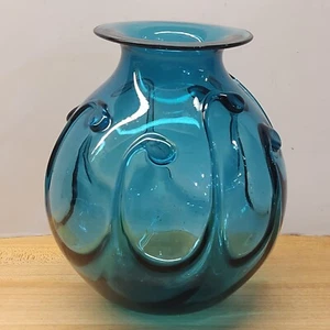 Bruce Cobb Lily Pad Art Glass Vase Arts and Craft Style Signed 5.5" Tall - Picture 1 of 9