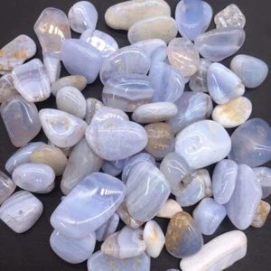 Seltener natürlicher blauer Spitzenachat Kristallkies Trommelstein Heilung Dekorat 100g - Bild 1 von 15