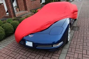 Vollgarage Schutzdecke indoor Rot mit Spiegeltaschen für Chevrolet Corvette C5 - Picture 1 of 3