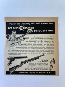 Vintage 1950 Print Ad Crosman CO2 Pistol & Rifle Advertisement - Picture 1 of 3