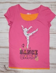 CIRCO GIRLS M 7 8 PINK ORANGE DANCE RHINESTONE BALLET HEART LAYERED LOOK TOP TEE - Picture 1 of 12