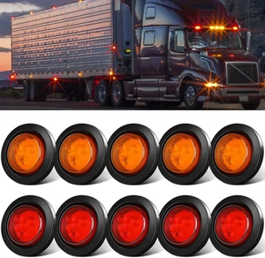 10Pack(5 Amber + 5 Red) 2" round LED Side Marker Light, 12-24V Grommet Flush Mou - Picture 1 of 12