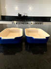 2 x Blue Le Creuset Rectangular Stoneware Dish : Oven/AirFryer/Freezer RRP 74