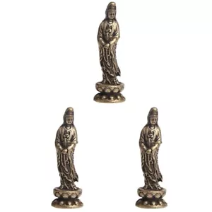 More details for  3 pcs brass bronze buddha statue ornament vintage home decor figurine