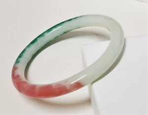 Natural Multicolor Green Jade Bangle Bracelet Unusual Colors_ Perfect Condition - Picture 1 of 3
