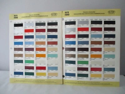 PAINT COLOR REFERENCE SAMPLE PAINT CHIPS DUPONT 1979 FORD  TRUCK COLORS - Image 1 of 4