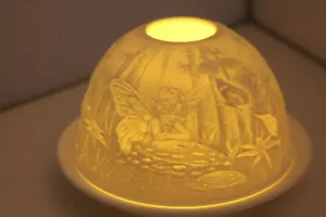 Light-Glow Lithopane Porcelain Tealight Holder Candle Dome & Tray - Fairies - Picture 1 of 7
