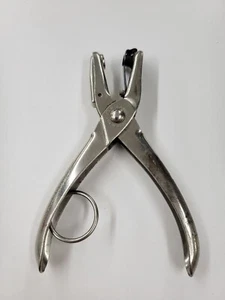 Vintage Single Hole Paper Punch With Hole Disposal Reservoir. Chrome. USA - Picture 1 of 10