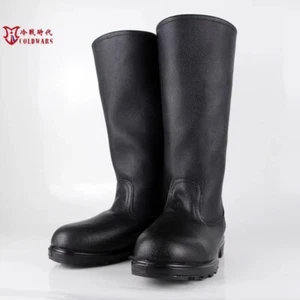 Vintage Russia Soviet Army Military Soldiers Combat Long Boots Black Leather  - Picture 1 of 5