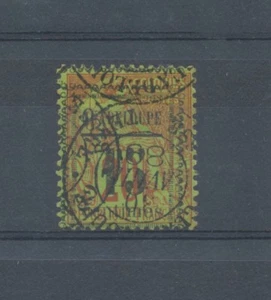 Colonie Guadeloupe N°8b 15 sur 20c brique surcharge décalée type I. Obl. R245 - Imagen 1 de 2
