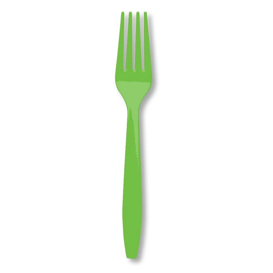 Creative converting Premium 24 Count Plastic forks heavy duty citrus green - Image 1 of 1