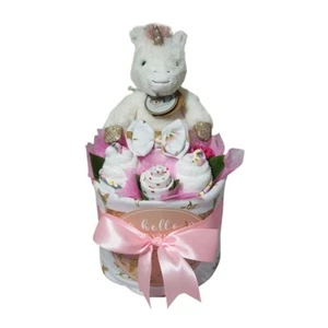 Magical Unicorn Baby Girl Small Deluxe Nappy Cake | Free Shipping Australia - Picture 1 of 5