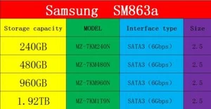 Samsung 240GB 480GB 960GB 1.92TB SM863a 2.5" SSD SATA 6.0Gbps Solid State Drive - Picture 1 of 5