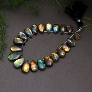 21 Pcs 100Cts Natural Labradorite Teardrop Gemstone Briolette 7x10-11x16mm#12797 - Picture 1 of 8