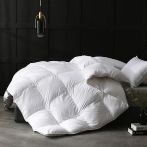 Goose Down Feather Comforter 750FP 100% Organic Cotton 400TC Duvet Insert - King - Picture 1 of 9