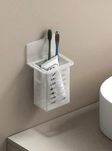 1pc Wall-Mounted Toothbrush & Toothpaste Holder - No-Drill Bathroom Organizer - Picture 1 of 19