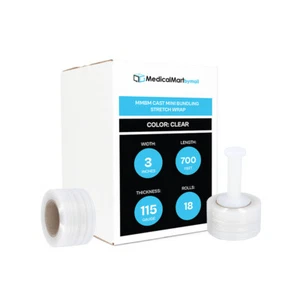3"x700' 115 Gauge Cast Hand Stretch Wrap Plastic Bundling Shrink Film 18 Rolls - Picture 1 of 7
