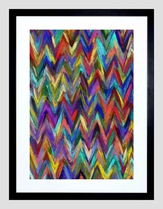 ABSTRACT ZIG ZAG MULTI COLOURED BLACK FRAME FRAMED ART PRINT PICTURE B12X8964 - Bild 1 von 17