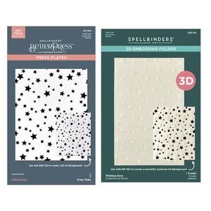 Spellbinders Wishing and Falling Stars 3D Embossing Folder and BetterPress Bundl - Picture 1 of 5