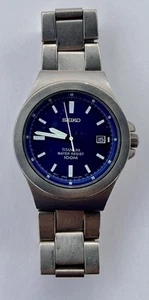 Seiko V732-0P30 Titanium Lightweight Quartz 100M Resistant Watch Blue Dial - Picture 1 of 11