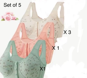 Set of 5 Snap Front Gentle Lift Wireless Soft Cup T-Shirt Bras XXL Fits 42 B~C - Picture 1 of 1