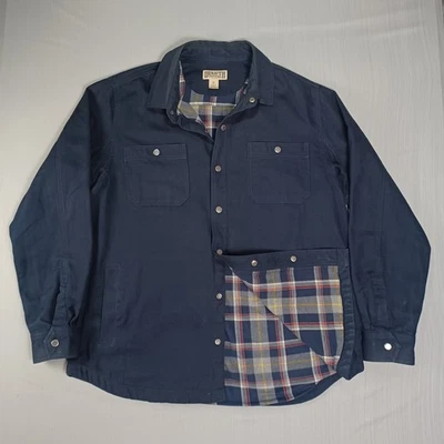 Duluth Trading Flannel Lined Canvas Shirt Jacket Mens XL Blue Shacket Workwear - Image 1 of 4