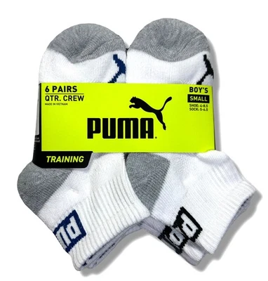 PUMA CALCETINES NIÑOS X6 - CUARTO 243 - ZING BLANCO - ZAPATO PEQUEÑO 4-8,5 - PAQUETE DE 6 Foto 1 de 2