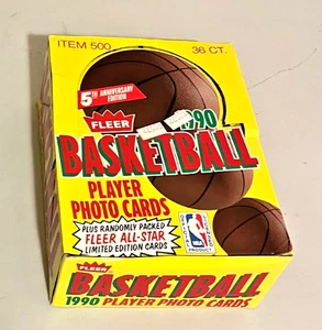 1990-91 FLEER NBA BASKETBALL WAX BOX 36ct ~ ORIGINAL FACTORY SEALED PACKS - Picture 1 of 4