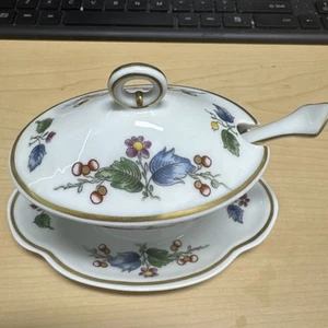 Richard Ginori Antique Rose Amalfi Covered Mustard Jar Pot & Saucer w/ Spoon - Picture 1 of 4