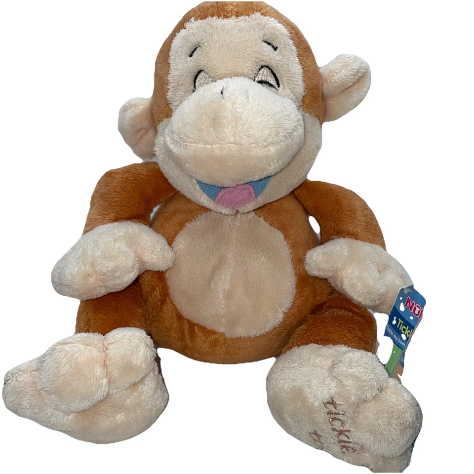 Nuby Tickle Toes Plush Pal Monkey tan brown cream Giggle sound Laughing HAPPY - Image 1 of 4