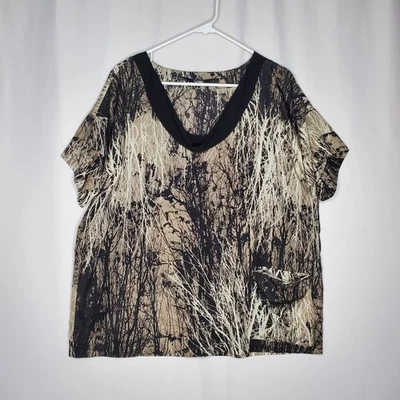 Top Kensie Mujer Grande Negro Crema Cuello en V Bruja Bosque Hada Capricho Grunge Foto 1 de 4