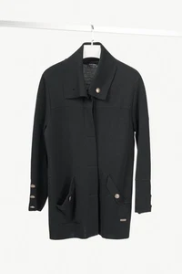 Saint James Black Wool Collared Cardigan, Size Fits US L - Picture 1 of 12